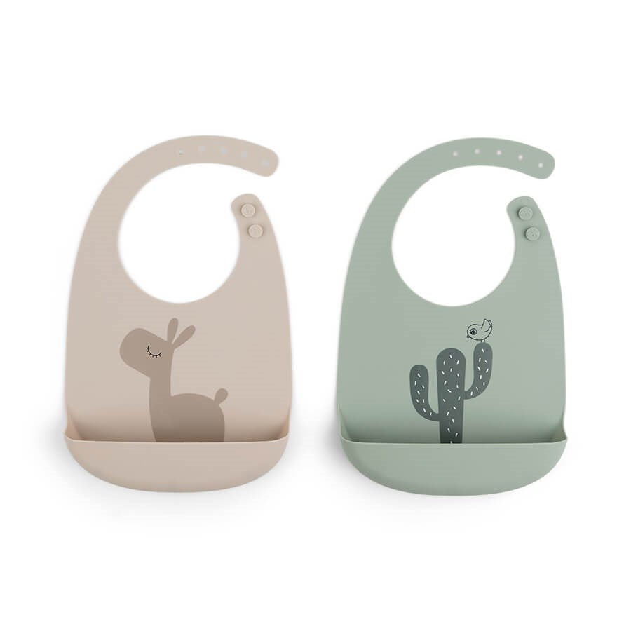 Done by Deer - Silicone bib 2-pack Lalee Sand/Green - SALE -20%