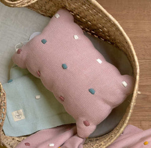 Lässig - Dots dusky pink knitted pillow - LAATSTE STUK