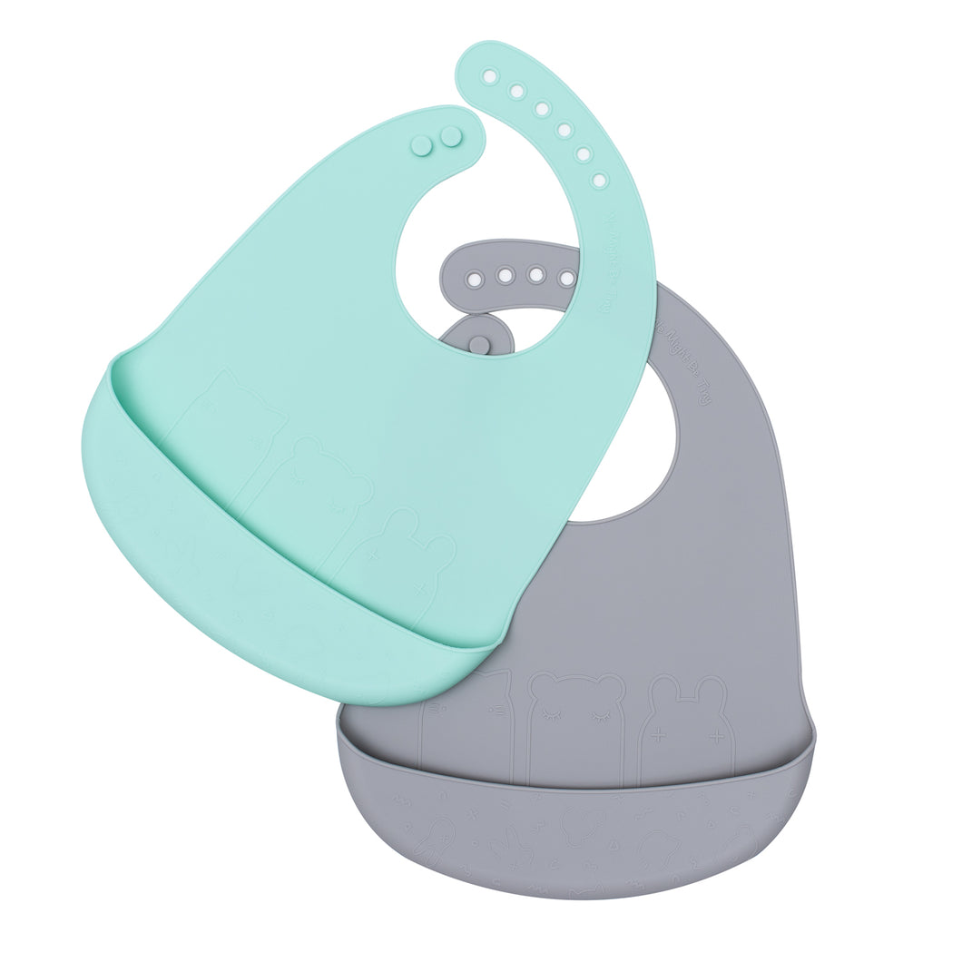 We Might Be Tiny - Catchie Bibs 2 pack - Mint & Grey -50%